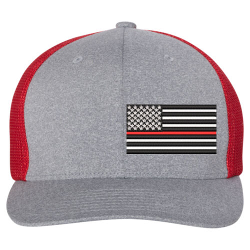 United Family - Melange Trucker Cap With Mesh Back - Red Thumbnail
