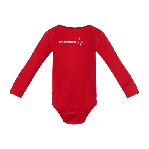 Line Defenders - Infant Long Sleeve Baby Rib Bodysuit w/ Back Name Option Thumbnail